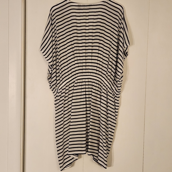 LANDS' END 100% Modal Navy and White Striped Drawstring Waist Cover-Up Size XL - Picture 9 of 9